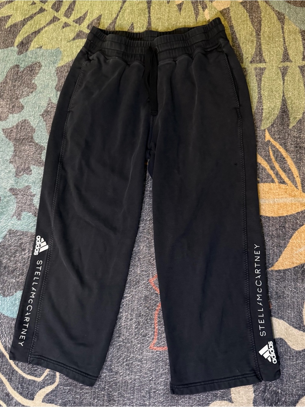 Stella McCartney x Adidas L Straight Leg Black Terrycloth Pants
